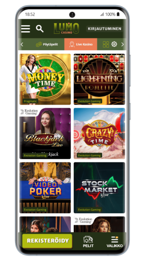 Live-pelit Lumo Casinolla