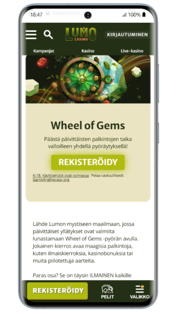 Pyöritä bonuspyörää Lumo Casinolla